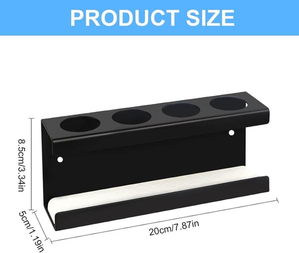 Electric Toothbrush Holder Wall Mounted Stainless Steel Organizer With 4 Compartments Quick Drying for Bathroom Counter Black