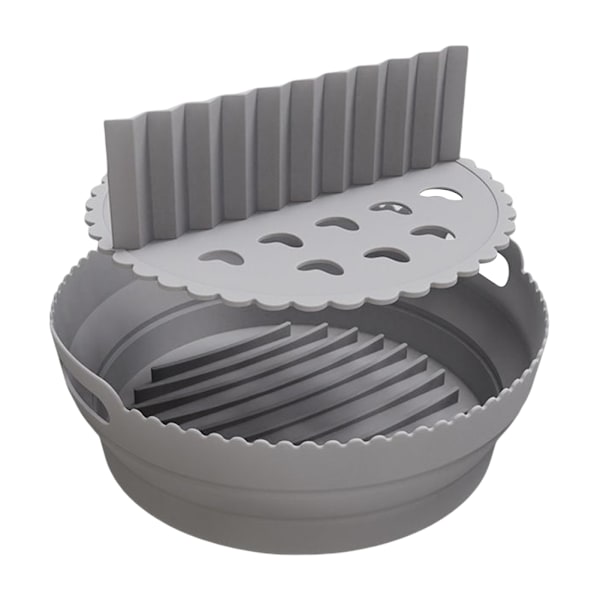 Silikon Airfryer Bakform Rund Airfryer Mat Multifunktionell Ugnsbakplåt Grå Gray Folding