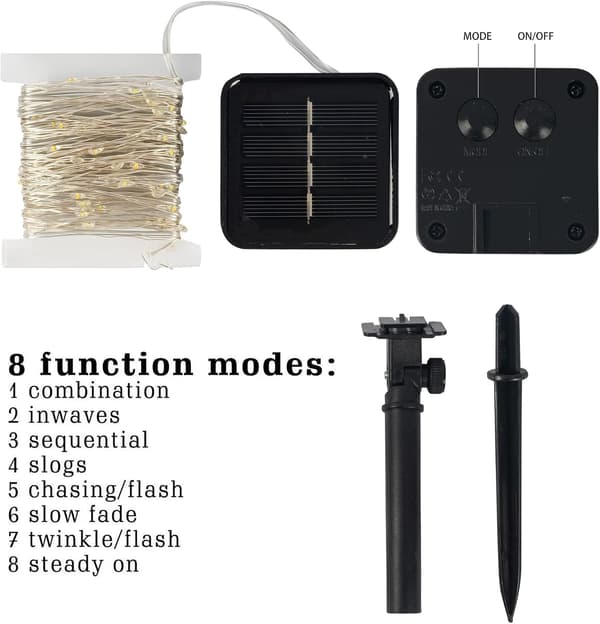 Solar Powered Outdoor String Lights, 2-Pack 39ft Total 100 LED Solar Waterproof String Lights 8 Modes (Green)