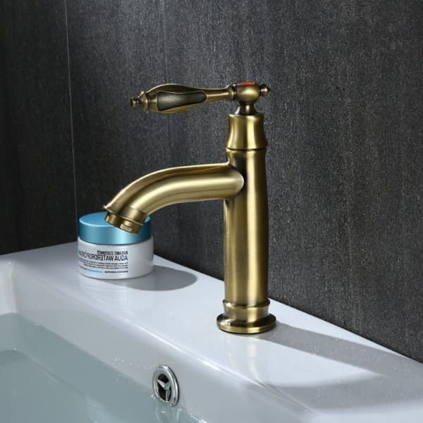 Retro Style Solid Brass Basin Faucet, Retro Brass Tube Spout