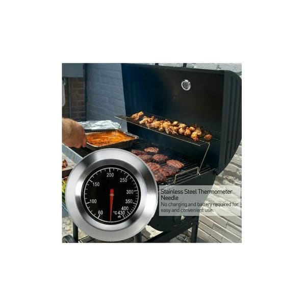 Termometer for alle griller, røykere, røykere og grillvogner, analog, tilbehør svart