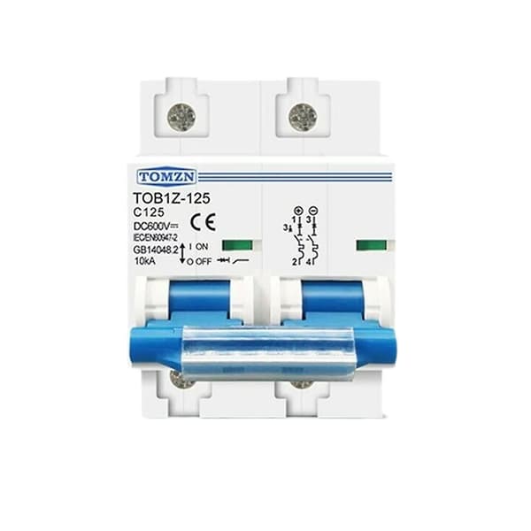 Sikring, DC MCB til solceller 2P 125A 600V Sikring PV batterisystem