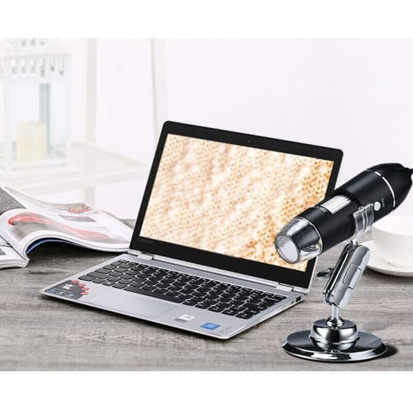 SHINING HOUSE 1000X USB Digital Microscope with 8 LED Lights, Metal Stand, Compatible with Windows & Mac