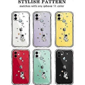 Compatible with iPhone 11 Case Clear Cute with Astronaut Outer Space Planet Star Creative Pattern, Soft TPU Shockproof