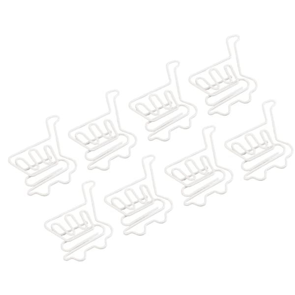 50 stk. hvite handlekurvformede små robuste holdbare binders i metall for kontor, hjem og daglig bruk