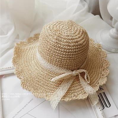 Bredskygget Blødt Foldbart Blonde Roset Halmhat (Beige), UV-beskyttelse