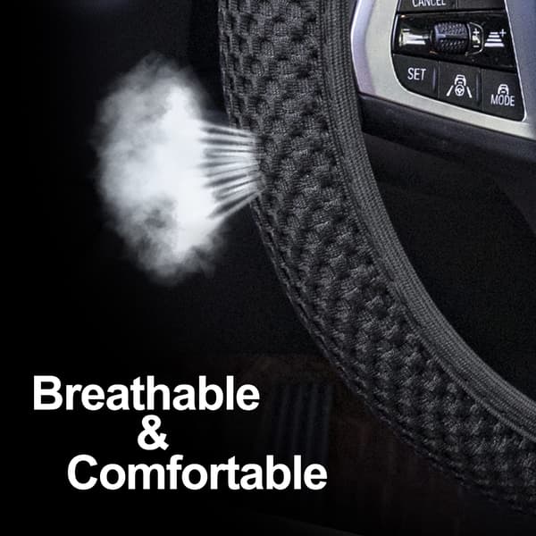 Elastic Car Steering Wheel Cover in Stretch Material, Non-slip, Black