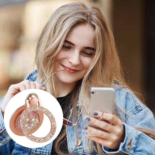 4-pack Mobiltelefon Ringhållare Stativ Rund Metall Strass Fingergrepp Loop 360 Graders Rotation Generisk Telefon Ställ
