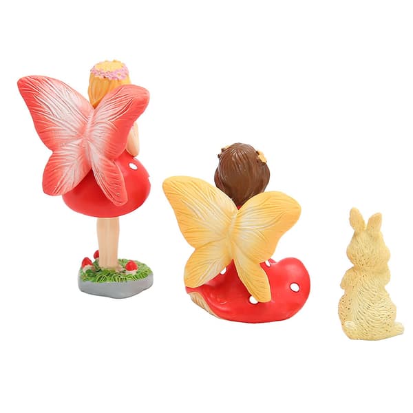 Miniature fe figurer håndtegning harpiks kanin fe skulptur til fe have sæt tilbehør