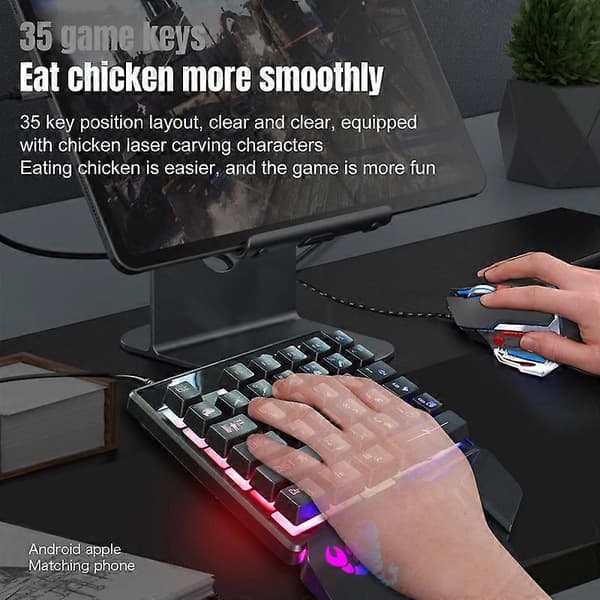 HXSJ V400 Wired Gaming Keypad One-Handed Membrane Keyboard with Backlight 35 Keys