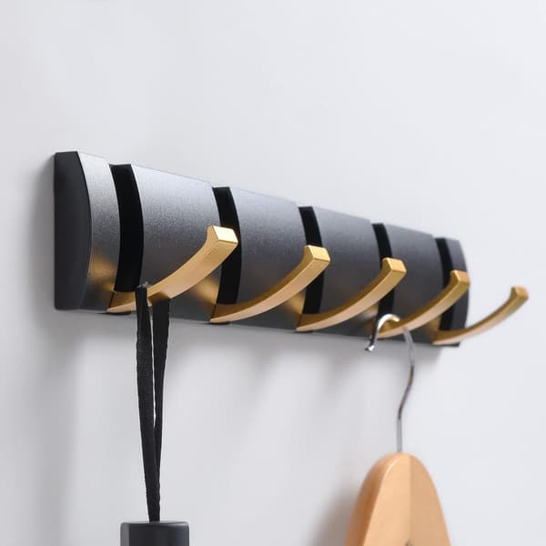 Space Aluminum Creative Invisible Clothes Hanger Hook Wall Hanging Clothes Wall Mounted Hook Punch-Free Clothes Hanger Black Gold