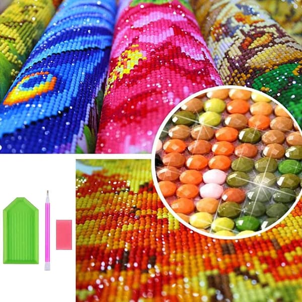 30x40CM Handgjord 5D Konst Diamantmålning - Färgglada Katter för