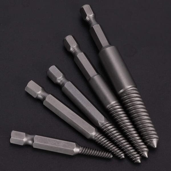 Screw Drill, Stud Remover Tool, 5 Pcs Broken Screw Extractor Hex Shank Fine Teeth Damaged Bolt Remover Tool