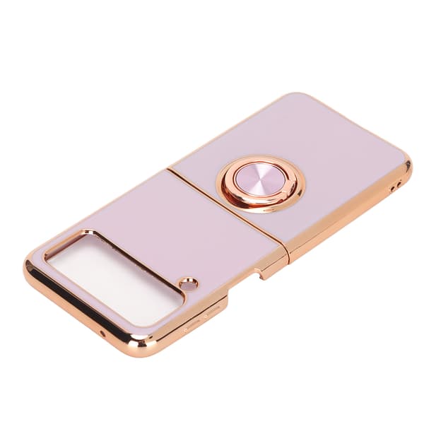 Smartphone Protective Case Car Magnetic Phone Case with 360 Degree Rotation Finger Loop Stand for Z Flip 3 Light Purple