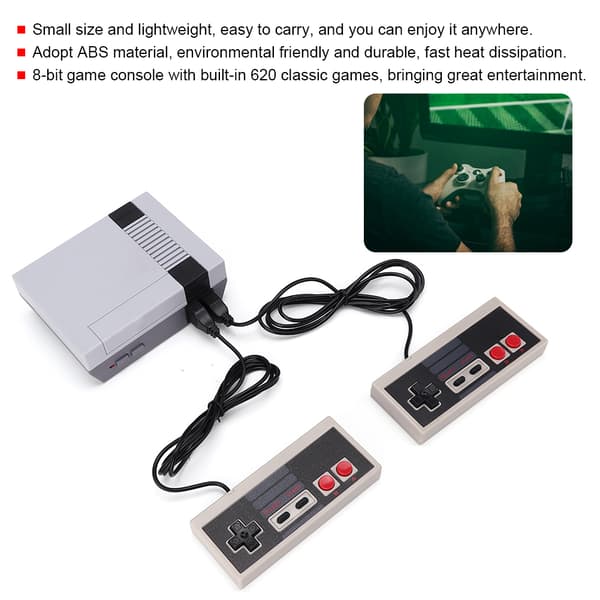 Minispillekonsol Gamepad Dobbeltcontroller med indbyggede 620 spil (100V-220V) Storbritannien