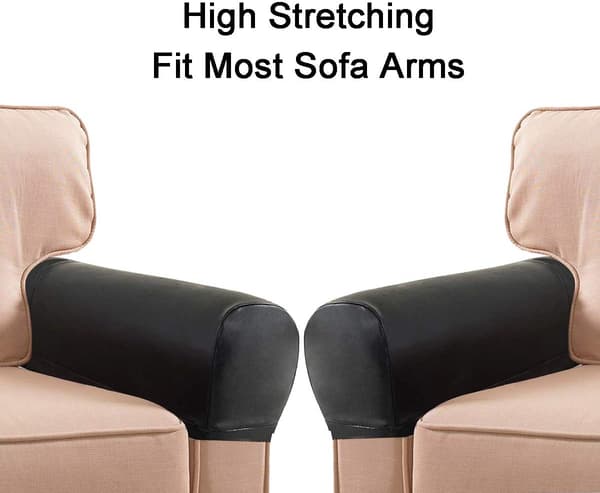 1 par PU-skinnbeskyttere for lenestolarm, stretch S