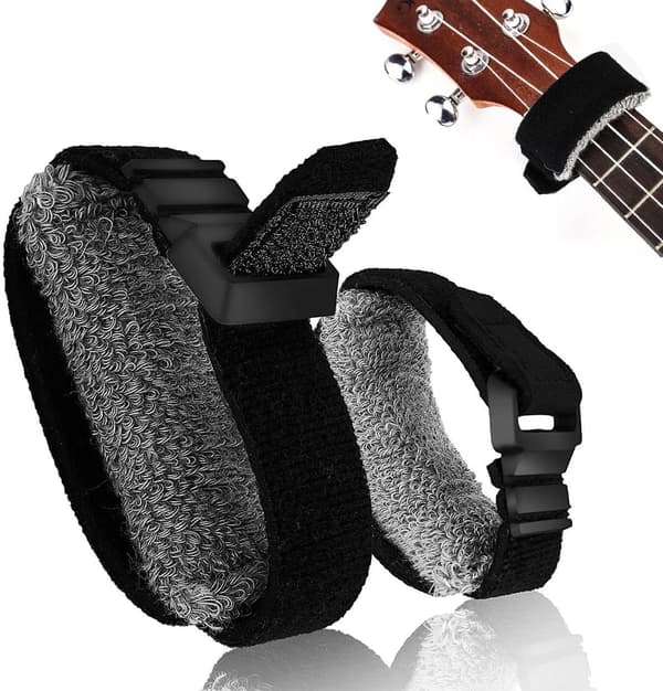2 st Justerbara Gitarrsträngsdämpare, Ljudreducerande Dämpare Universal Gitarr, Greppbrädesdämpande Remmar, Musikaliska Tillbehör