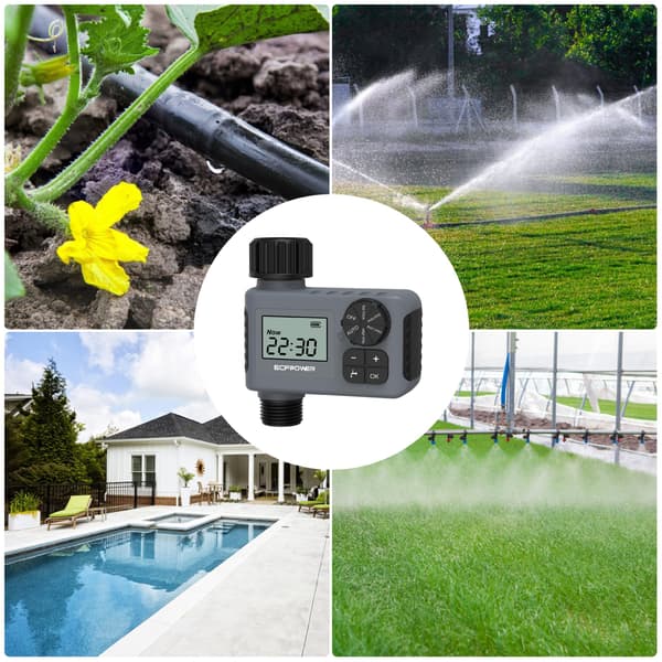 Sprinklertimer, programmerbar hageslangetimer, vanntett digital vanningssystem for plen og svømmebasseng