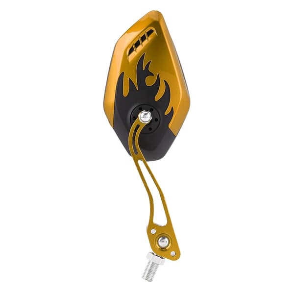 1 Pair 8mm 10mm Universal Motorcycle Scooter Aluminum Flame Pattern Rearview Mirrors Yellow
