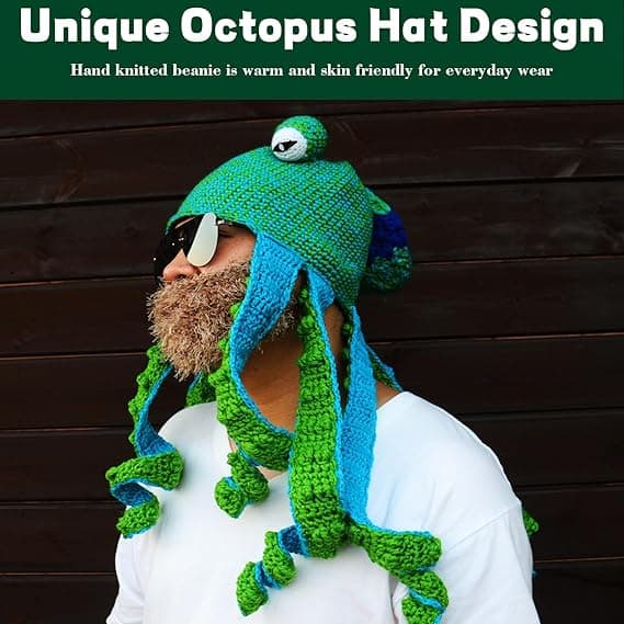 Strikkede vinterhatte, Pot Belly Octopus Squid Hatte, Hatte - Nyhedshatte, Octopus Hovedhatte, Dyrehatte - Octopus Kostumehatte