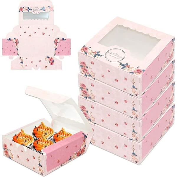 Cake Boxes with 50 Pieces, Gift Boxes for Cakes, Cake Packaging, Cardboard Muffin Box with Window