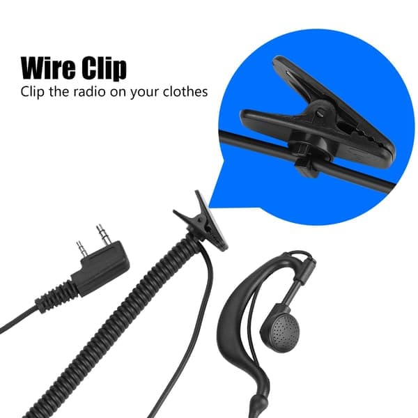 2-Pin Earpiece PTT Walkie Talkie Headset Ear Hook for Two-Way Radio