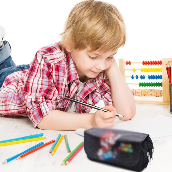 Mario Dubbel Pennfodral (2# Penna Ingår Ej), Spel Pennfodral Stor Kapacitet Stationery Organizer för Studenter, Pojkar och Flickor