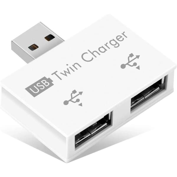 2x USB2.0 2 porte, bærbar 2-ports USB-hub, han til dobbelt USB hun-adapter til bærbare computere stationære computere (hvid)