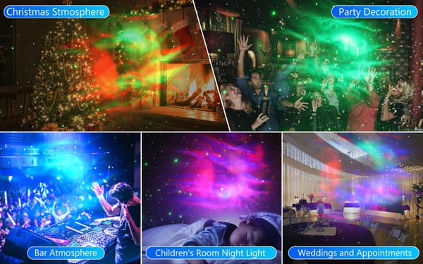 Stjernehimmelprojektor Ocean Wave Galaxy Light med fjernbetjening