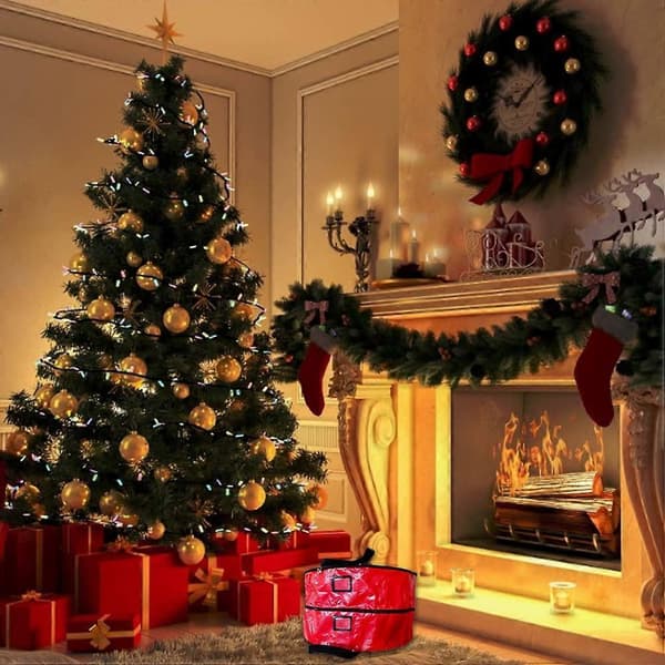 Christmas Wreath Storage Bag, Large Capacity, Double Zipper, Container with Handles