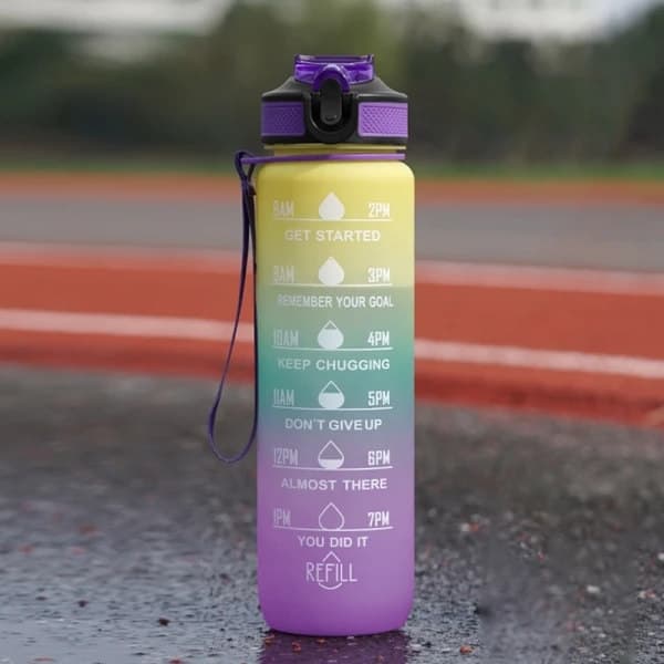 Vattenflaska Sport Dryckeskopp Plast Vattenkopp 1000ML - Hög kvalitet Grön Black