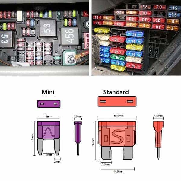 140 st Bil Säkringar Kit - Bladsäkringssortiment Standard och Mini Bilsäkring för Marin, Husbil, Husvagn, Båt, Lastbil