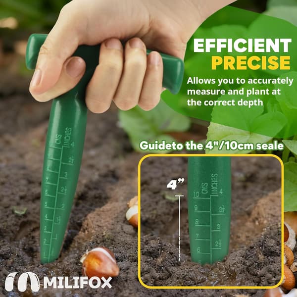Soil Turning Tool Bulb Planter - Made of plastic with graduations for precise planting, this handheld...