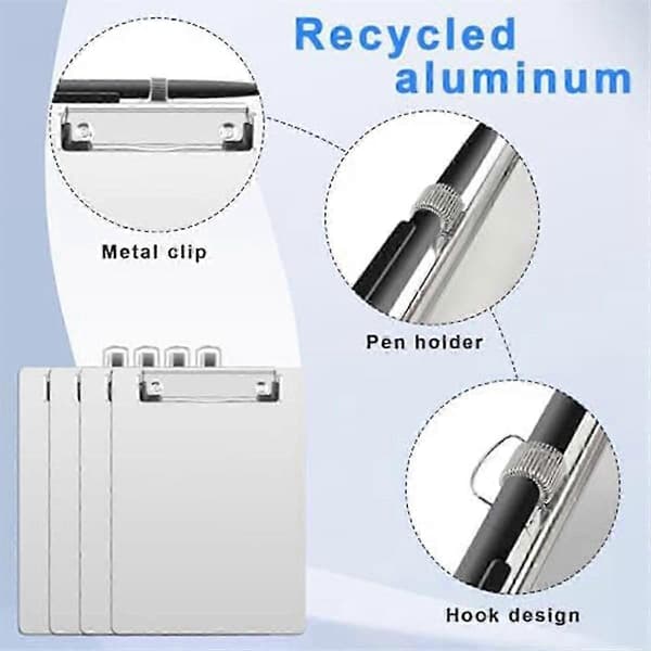 4-pack Clipboards, A5 Size Clipboards with Pen Holder, Suitable for Offices, Restaurants, Schools A