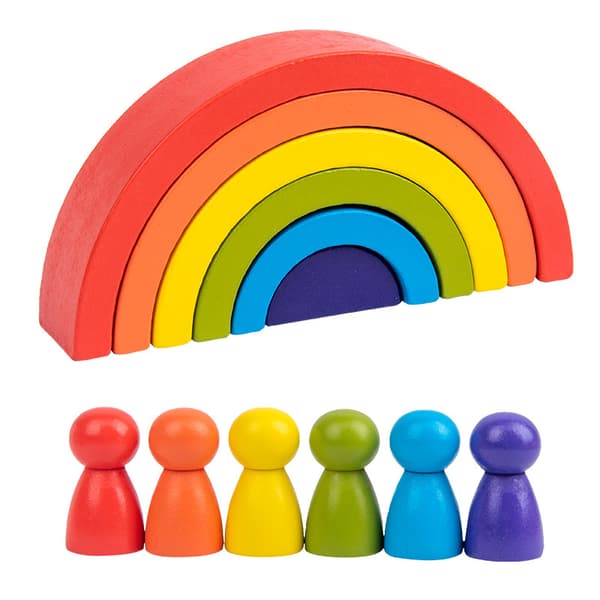 Treleker Regnbuestabling - Montessori Leker Byggeklosser