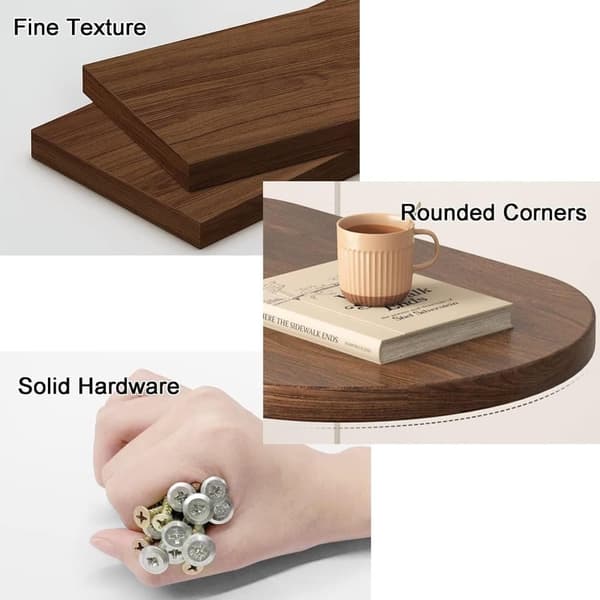 C-shaped Side Table & Coffee Table - Small Wooden Table that Slides Under Sofa and Bed_TF_TF Brown Brun