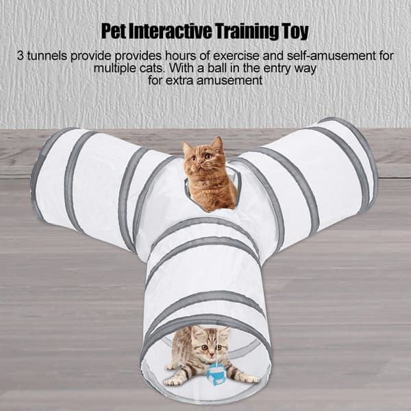 Foldable 3-Way Cat Play Tunnel Toy Indoor Outdoor Pet Interactive Training Toy 01#