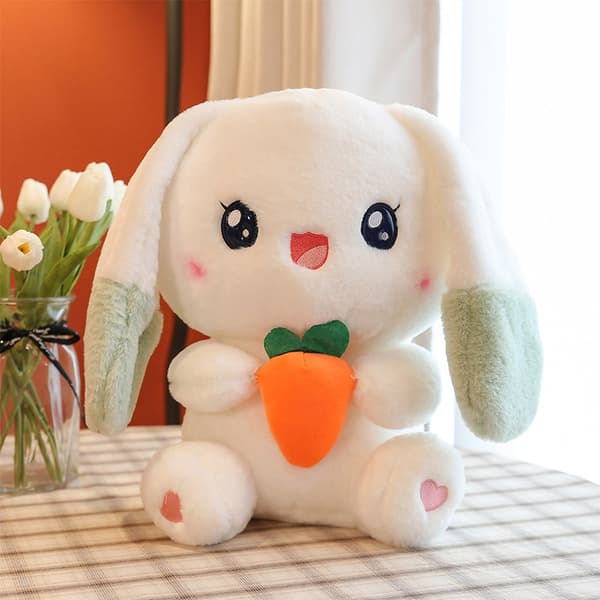 Rabbit Plush Doll, Easter Carrot White Rabbit Plush Animal Soft Cute Jackrabbit Plush Toy Girls Easter Gift 50cm