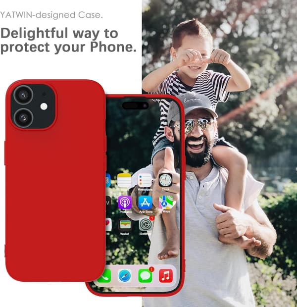Silikondeksel til iPhone 12 Pro, mykt, støtsikkert, støvtett, sklisikkert helkroppsbeskyttelse for Apple Red