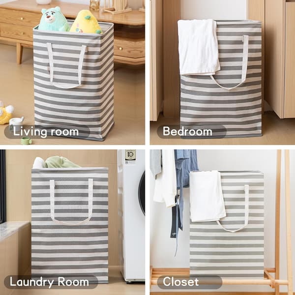 75L Large Laundry Basket Bag-Freestanding Waterproof Laundry Hamper with Extended Handle-Foldable Tall Laundry Basket Gray Gray