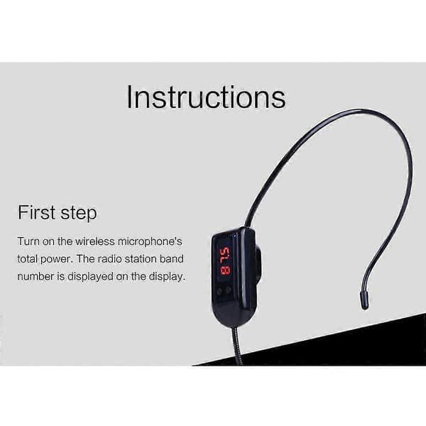 Sort Bærbar FM Trådløs Mikrofon Headset Radio Megafon Til Turistguide Undervisning Møde Foredrag Tilbehør