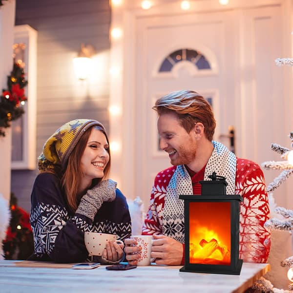 Fireplace Lantern with Hanging Hook and 6-Hour Timer Batte
