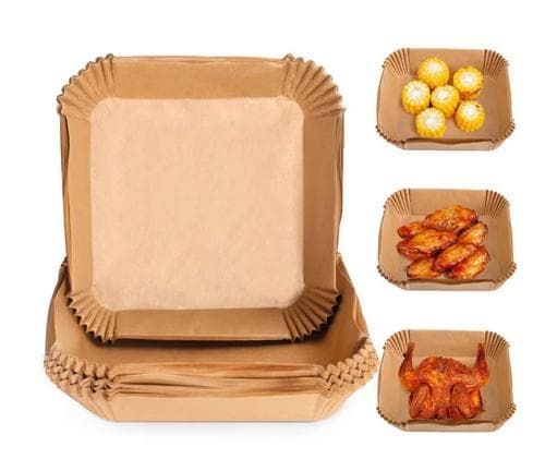 Square 100-pack Air Fryer Papers - Brown 20 x 20 cm