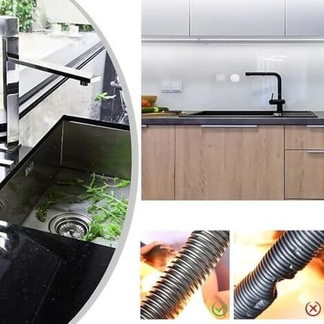 Flexible sink drain hose, flexible kitchen siphon, high temperature resistant, stainless steel, flexible sink siphon (60 cm)