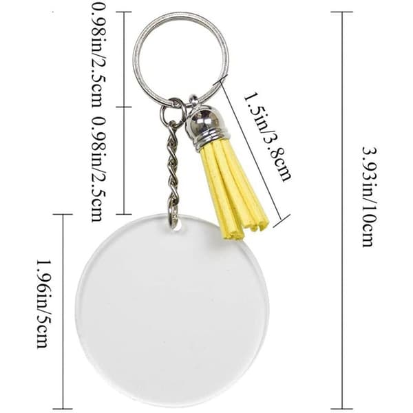 80 Pieces Transparent Acrylic Circular Disc Keychains Circular Acrylic Keychains, Blank Tassel Keychains.