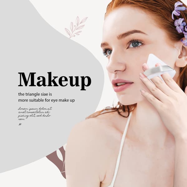 3-pak Trekantede Pudderpuffer - Vaskbare makeupsvampe - Svampe til Makeup 3-pak Hvid Vit