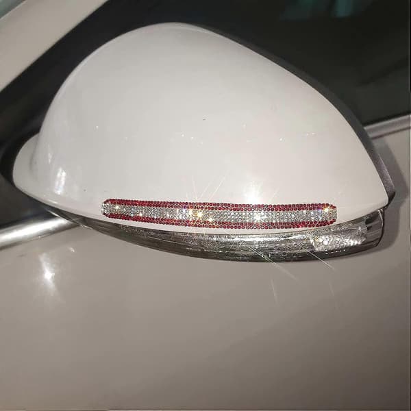 6 Pcs Rhinestone Bling Car Door Handle Scratch Protector Reflective Carbon Fiber Stickers Universal Safety (Red, Handle)