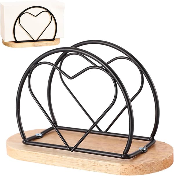 Servietholder (15,7 x 6,7 x 9,9 cm) med træbase, papirhåndklædeholder, mere stabil og falder ikke let