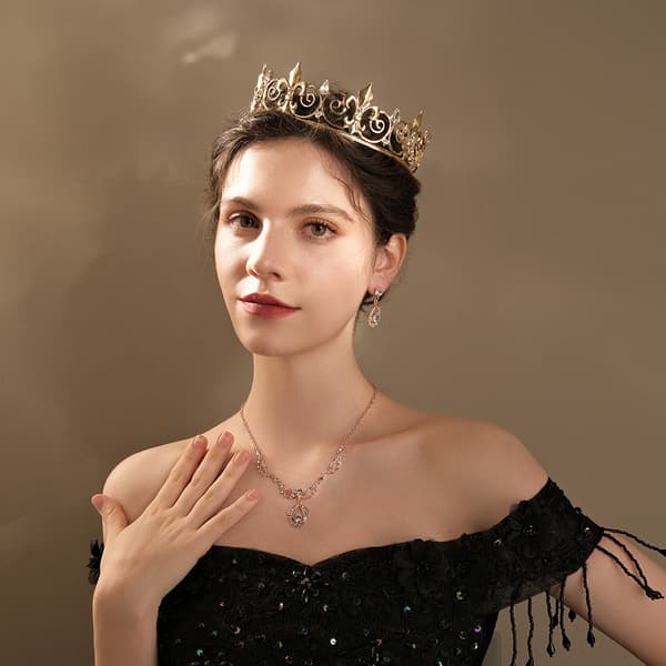 Medeltida kunglig krona tiara diadem kunglig krona håraccessoar kostym A