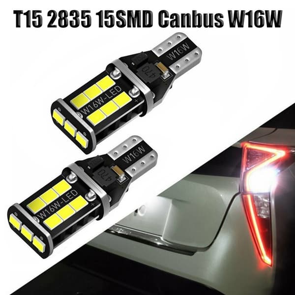 2*LED Bakljus Bromsljus T15 2835 15SMD Canbus W16W Super